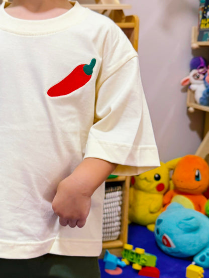 Kids Oversized T-Shirt in Chilli Padi (Pre-Order)