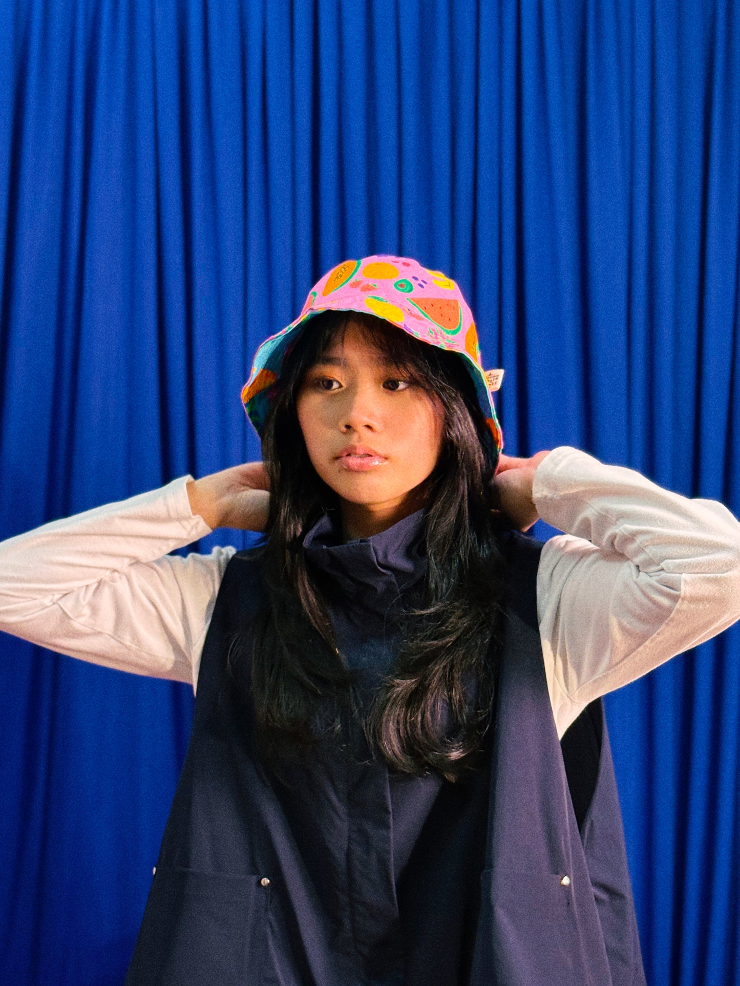 Reversible Bucket Hat in Fruits and Shapes