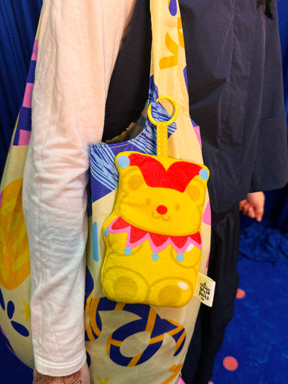 Bag Charm with Reusable Shopping Tote - Yellow Carnival Gummy Bear