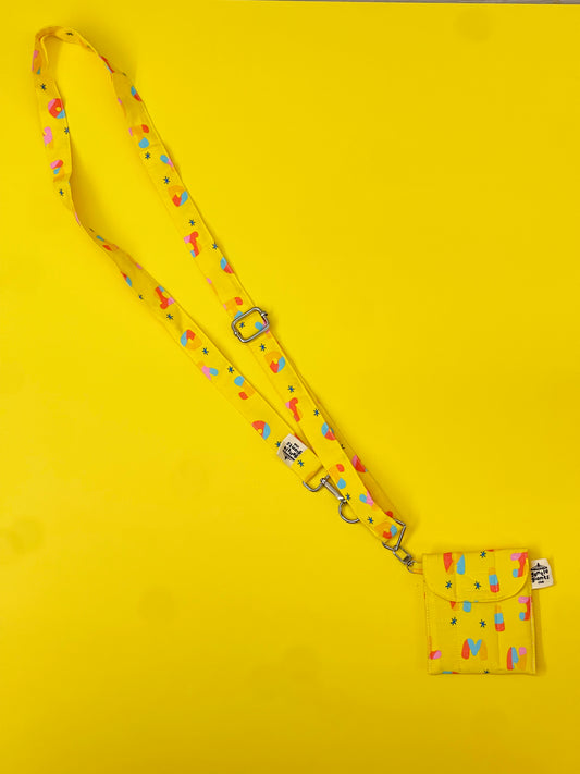 4-in-1 Multi-Utility Lanyard in Yellow Alphabets